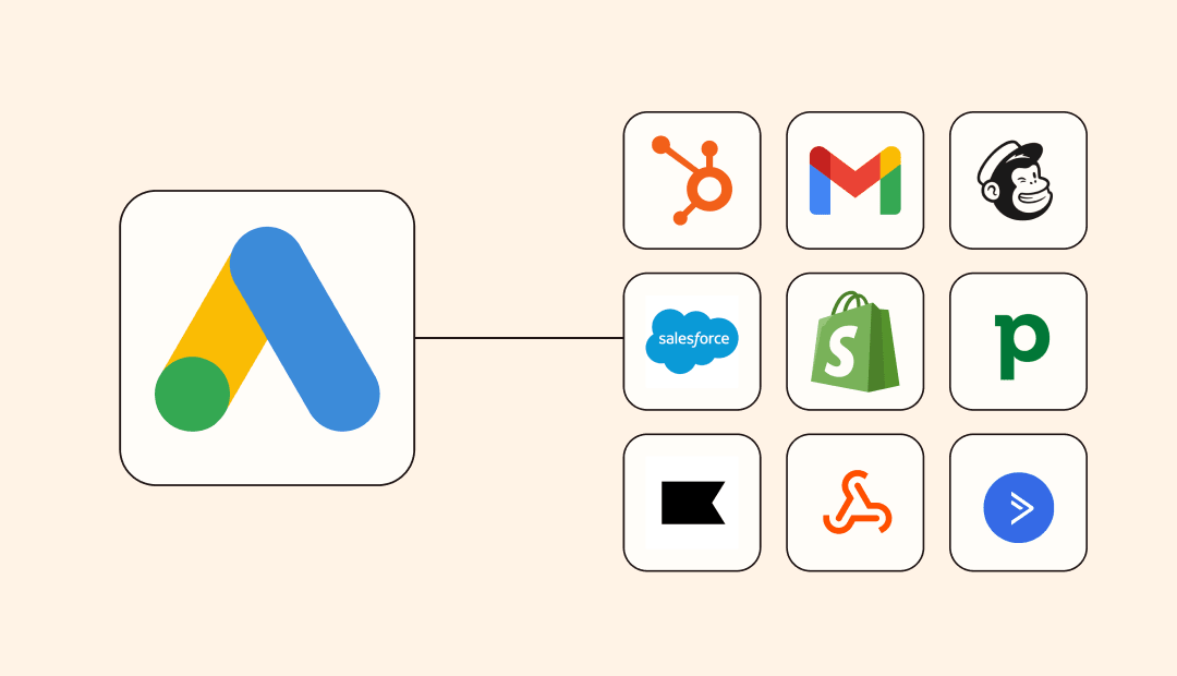 Google ads and other apps it can integrate with using Zapier